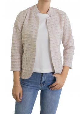 Giacca con collo alla coreana aperta con tasche 